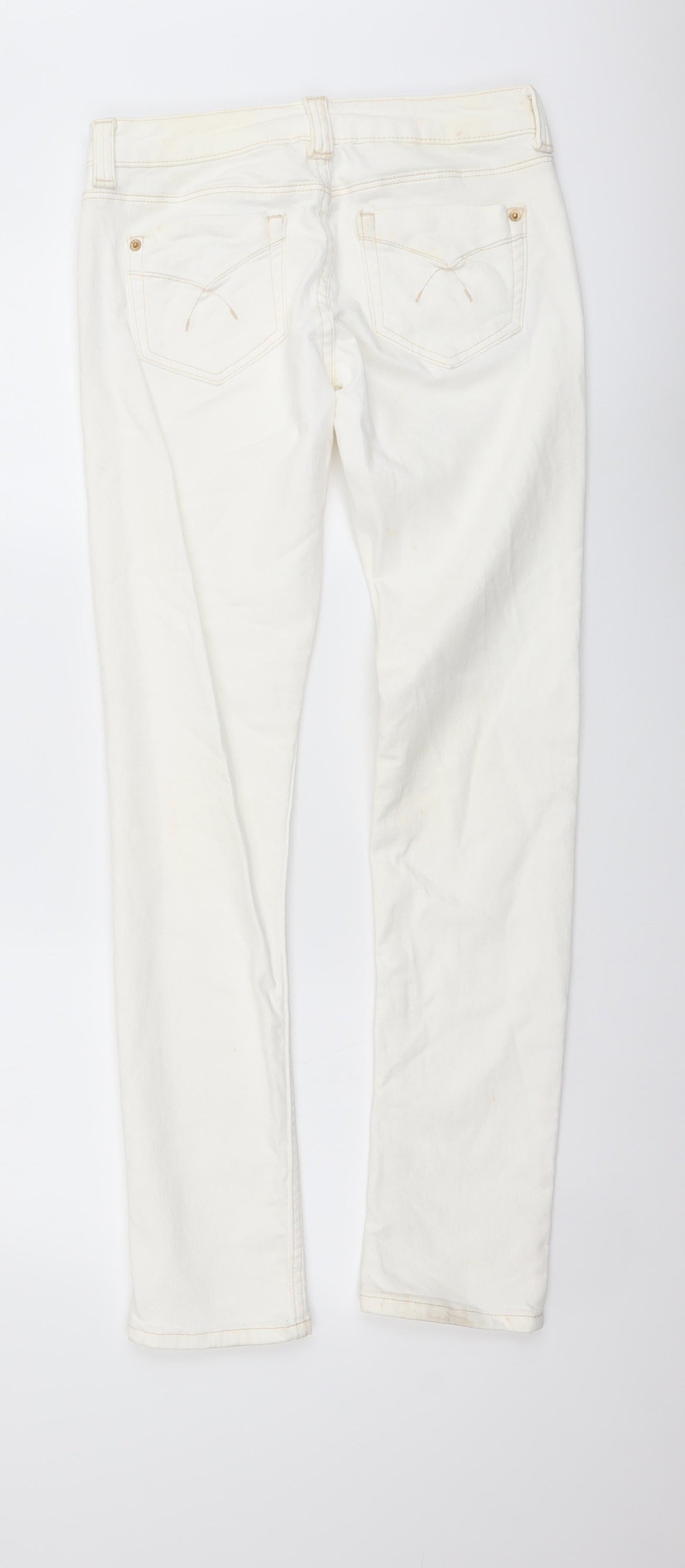 Topshop Womens Ivory Cotton Mom Jeans Size 26 in L30 in Regular Button