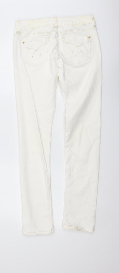 Topshop Womens Ivory Cotton Mom Jeans Size 26 in L30 in Regular Button