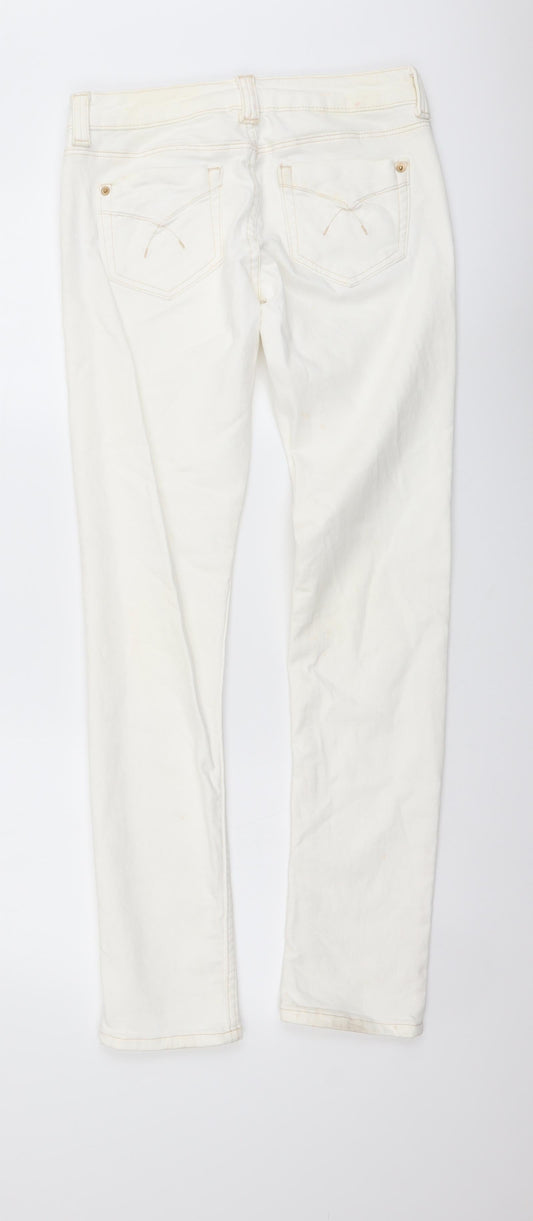 Topshop Womens Ivory Cotton Mom Jeans Size 26 in L30 in Regular Button