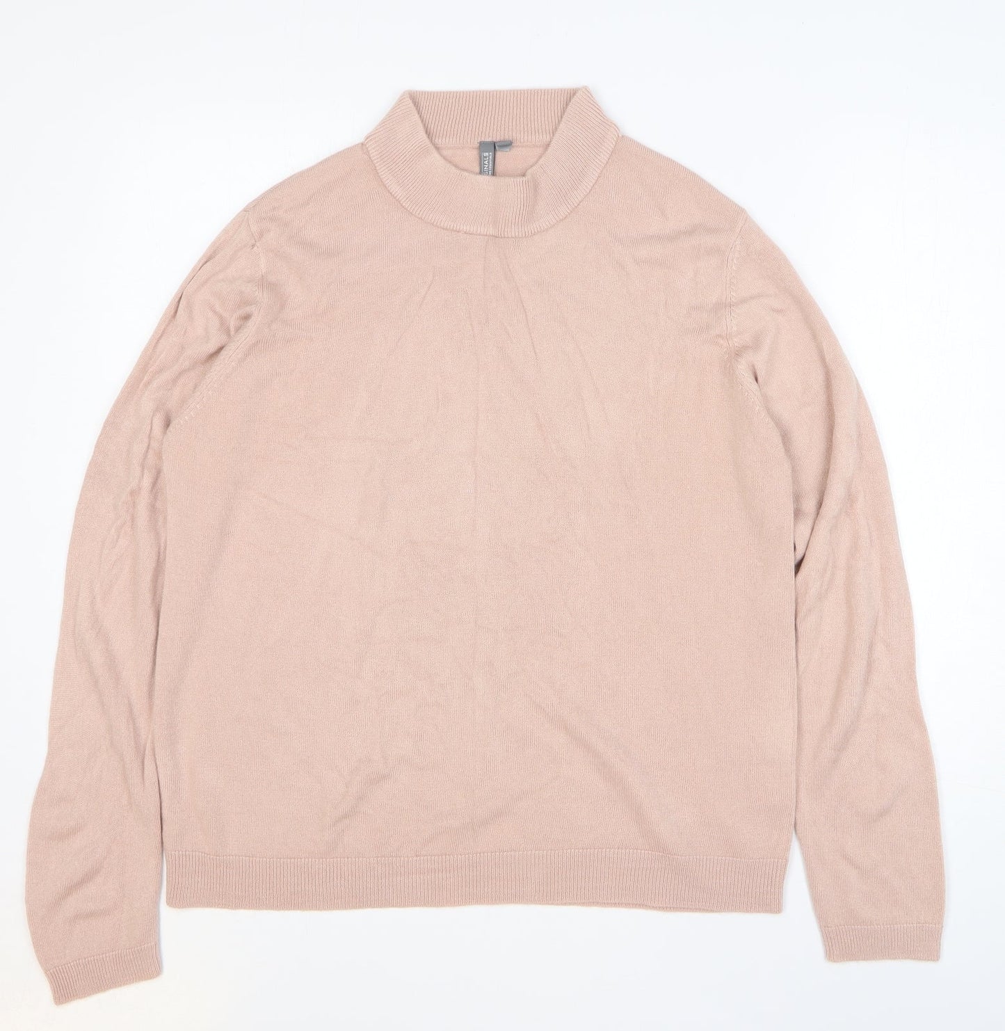 Originals Womens Pink Acrylic Basic T-Shirt Size 16 Mock Neck