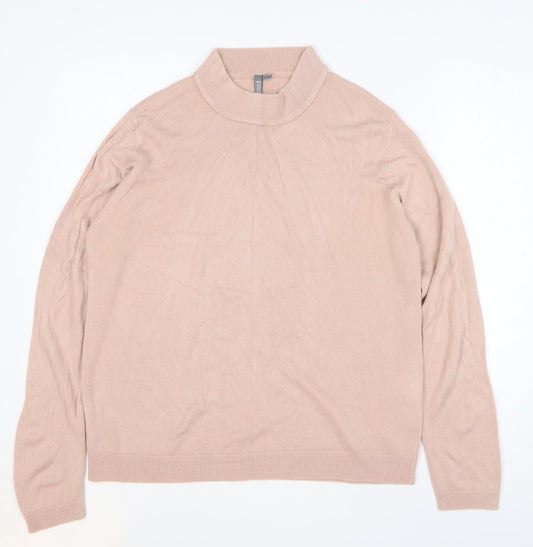 Originals Womens Pink Acrylic Basic T-Shirt Size 16 Mock Neck