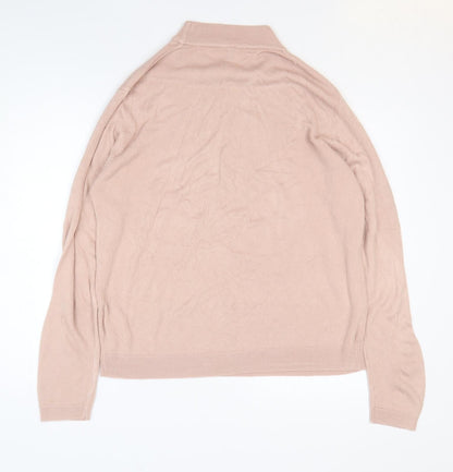 Originals Womens Pink Acrylic Basic T-Shirt Size 16 Mock Neck