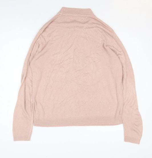 Originals Womens Pink Acrylic Basic T-Shirt Size 16 Mock Neck