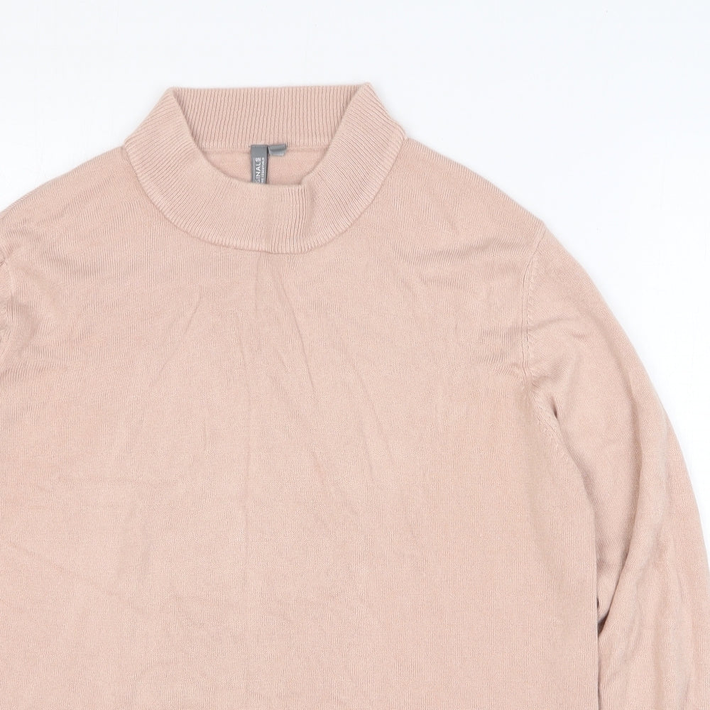 Originals Womens Pink Acrylic Basic T-Shirt Size 16 Mock Neck