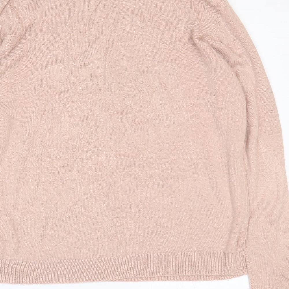 Originals Womens Pink Acrylic Basic T-Shirt Size 16 Mock Neck