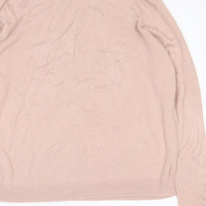 Originals Womens Pink Acrylic Basic T-Shirt Size 16 Mock Neck