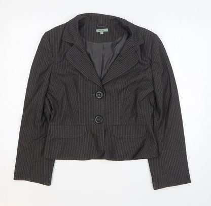 Therapy Womens Black Striped Polyester Jacket Blazer Size 14