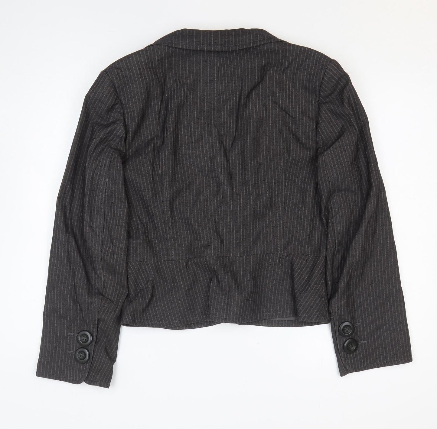 Therapy Womens Black Striped Polyester Jacket Blazer Size 14