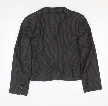 Therapy Womens Black Striped Polyester Jacket Blazer Size 14