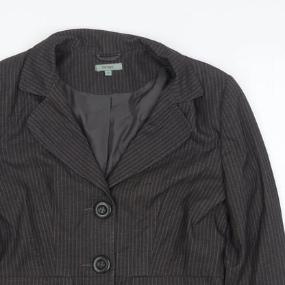 Therapy Womens Black Striped Polyester Jacket Blazer Size 14