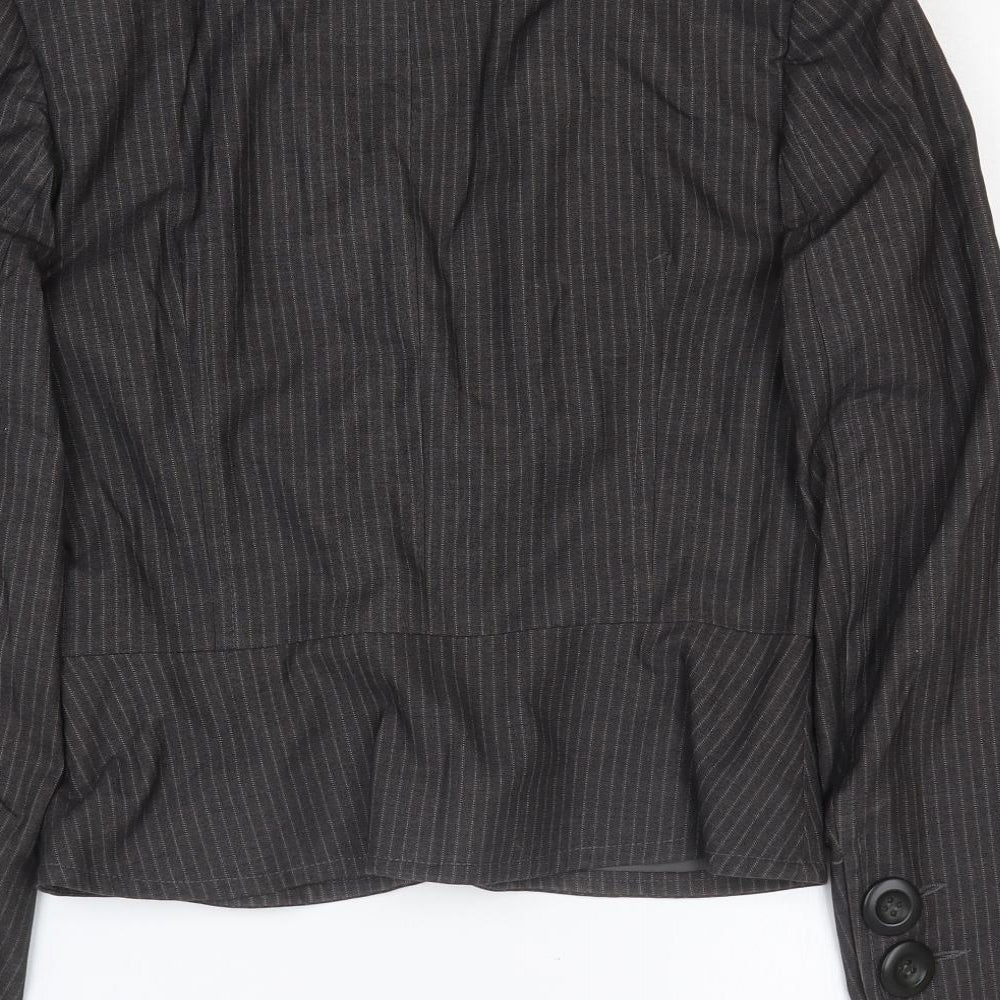 Therapy Womens Black Striped Polyester Jacket Blazer Size 14