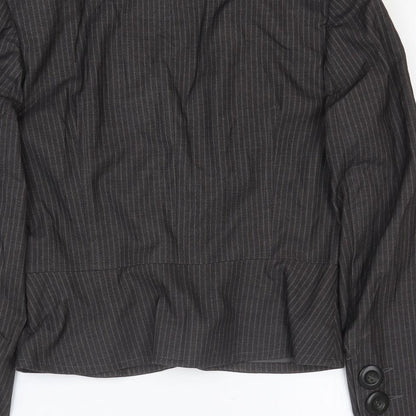 Therapy Womens Black Striped Polyester Jacket Blazer Size 14