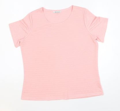 Berkertex Womens Pink Polyester Basic T-Shirt Size 14 Scoop Neck