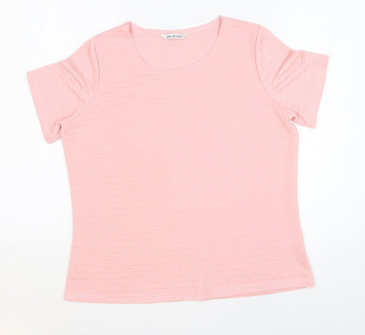 Berkertex Womens Pink Polyester Basic T-Shirt Size 14 Scoop Neck