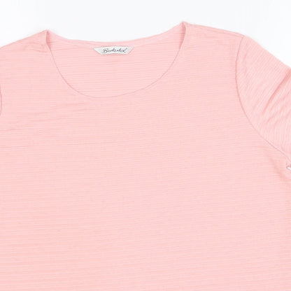 Berkertex Womens Pink Polyester Basic T-Shirt Size 14 Scoop Neck