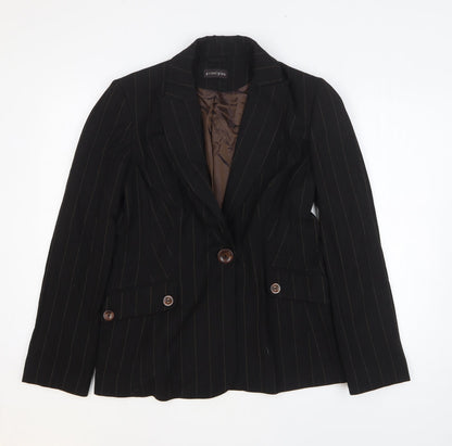 Principles Womens Black Striped Polyester Jacket Blazer Size 14