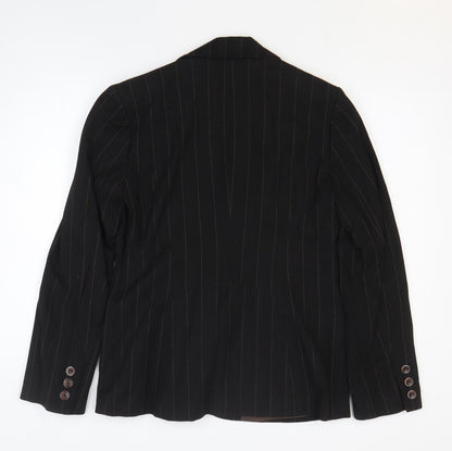 Principles Womens Black Striped Polyester Jacket Blazer Size 14