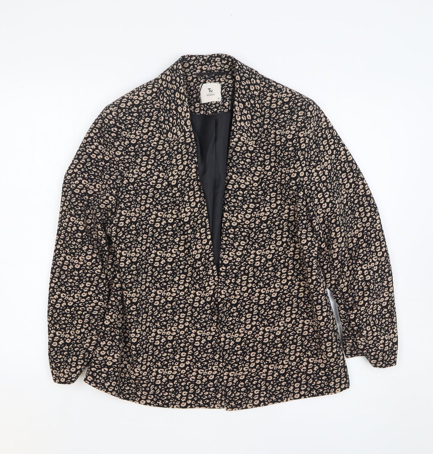 TU Womens Brown Animal Print Jacket Blazer Size 10