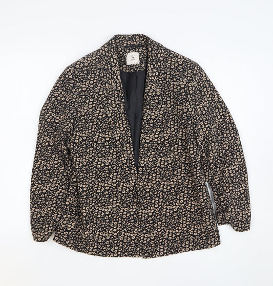 TU Womens Brown Animal Print Jacket Blazer Size 10