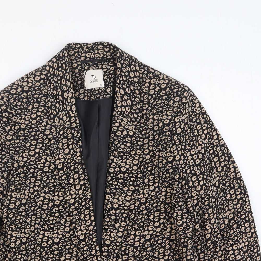 TU Womens Brown Animal Print Jacket Blazer Size 10