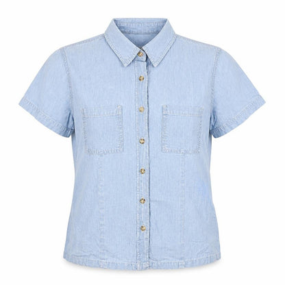 Bensimon Womens Blue Cotton Basic Blouse Size M Collared