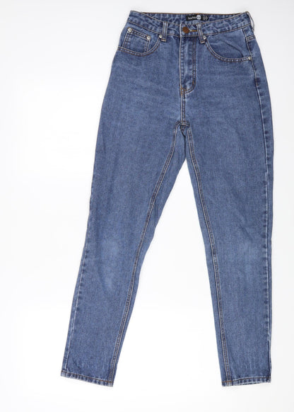 Boohoo Womens Blue Cotton Straight Jeans Size 6 L26 in Regular Zip