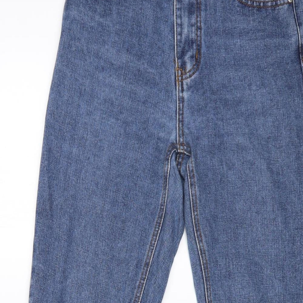 Boohoo Womens Blue Cotton Straight Jeans Size 6 L26 in Regular Zip