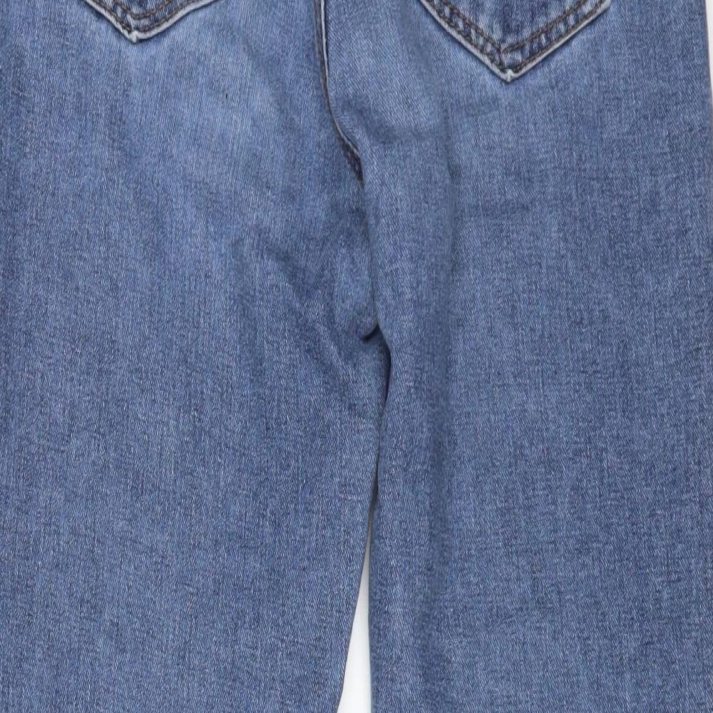 Boohoo Womens Blue Cotton Straight Jeans Size 6 L26 in Regular Zip