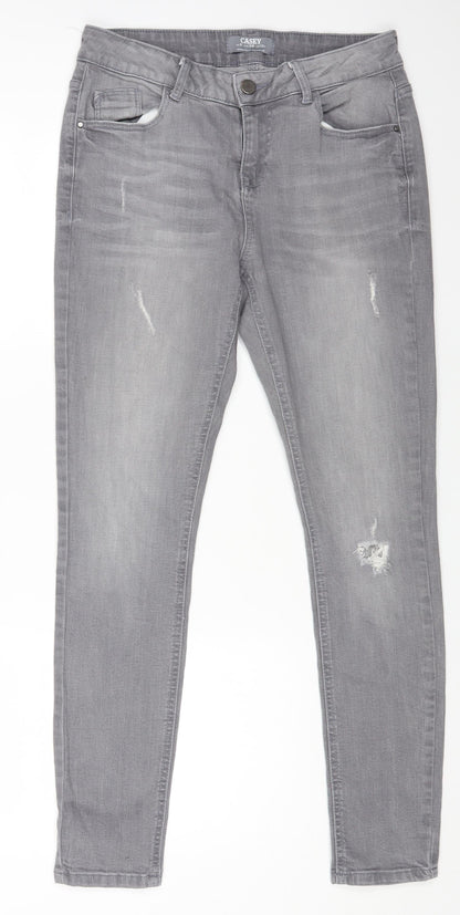 Casey Womens Grey Cotton Straight Jeans Size 10 L28 in Regular Zip