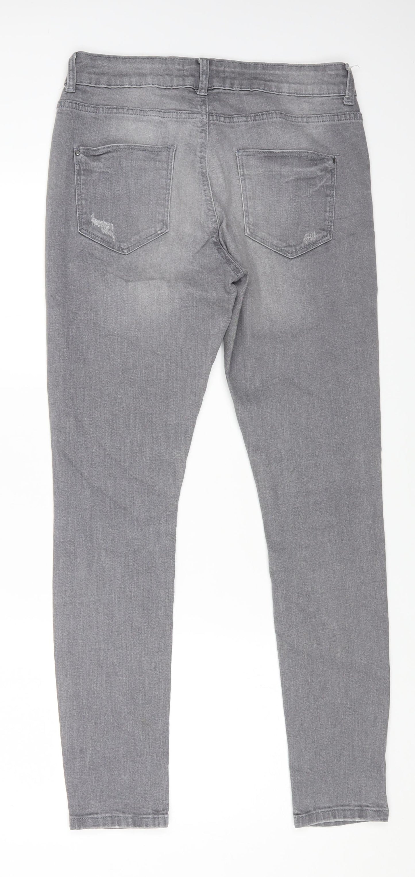 Casey Womens Grey Cotton Straight Jeans Size 10 L28 in Regular Zip