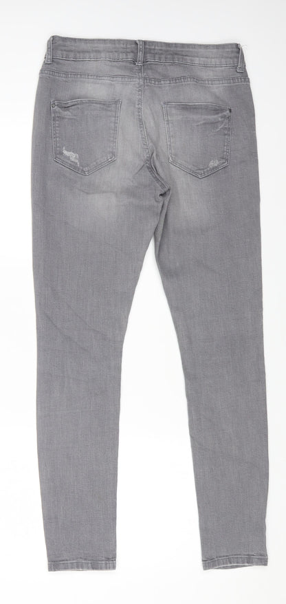 Casey Womens Grey Cotton Straight Jeans Size 10 L28 in Regular Zip