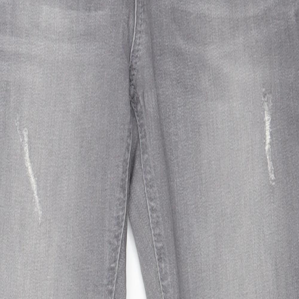 Casey Womens Grey Cotton Straight Jeans Size 10 L28 in Regular Zip