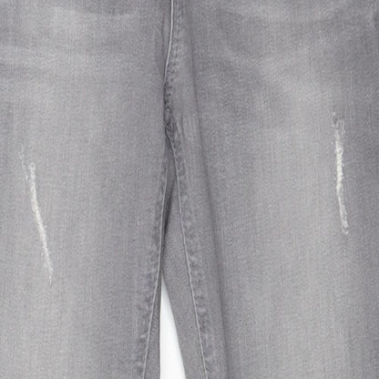 Casey Womens Grey Cotton Straight Jeans Size 10 L28 in Regular Zip