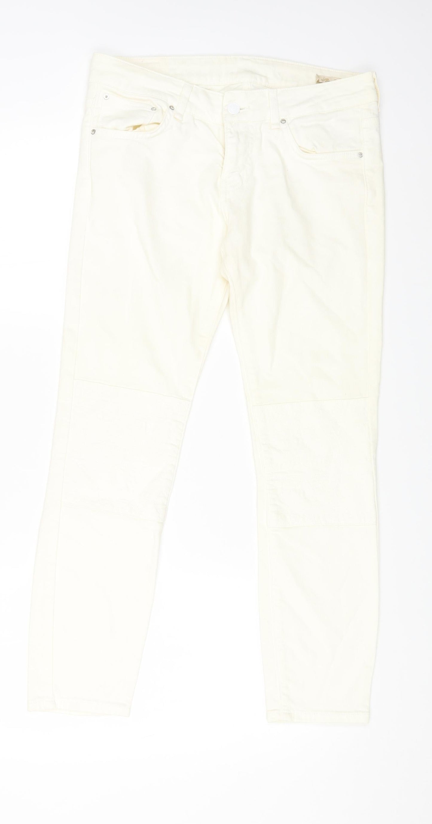 leana woaman Womens White Cotton Straight Jeans Size 28 in L24 in Regular Zip