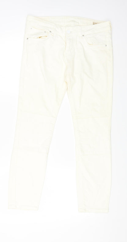 leana woaman Womens White Cotton Straight Jeans Size 28 in L24 in Regular Zip