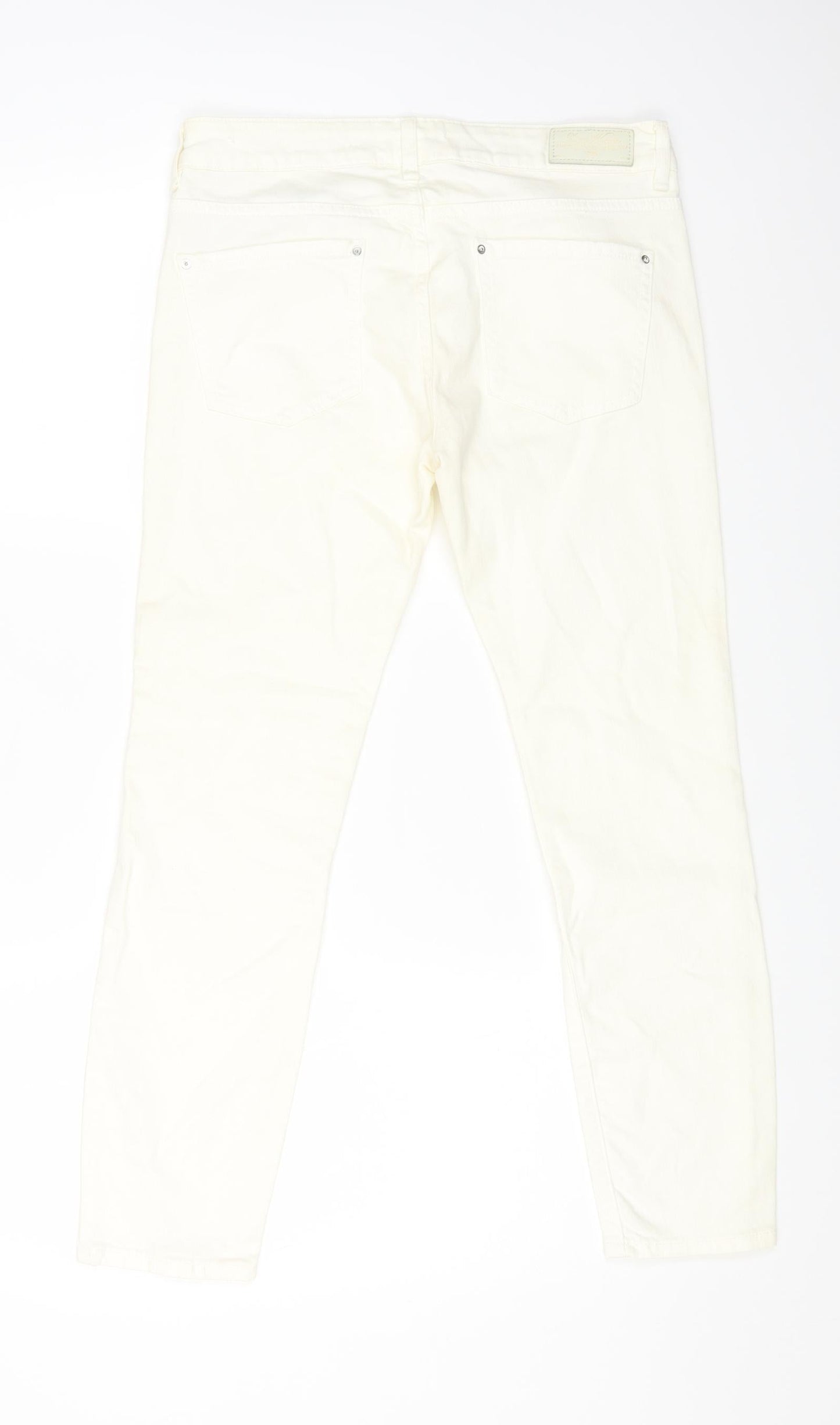 leana woaman Womens White Cotton Straight Jeans Size 28 in L24 in Regular Zip