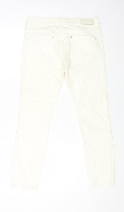 leana woaman Womens White Cotton Straight Jeans Size 28 in L24 in Regular Zip