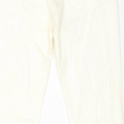 leana woaman Womens White Cotton Straight Jeans Size 28 in L24 in Regular Zip
