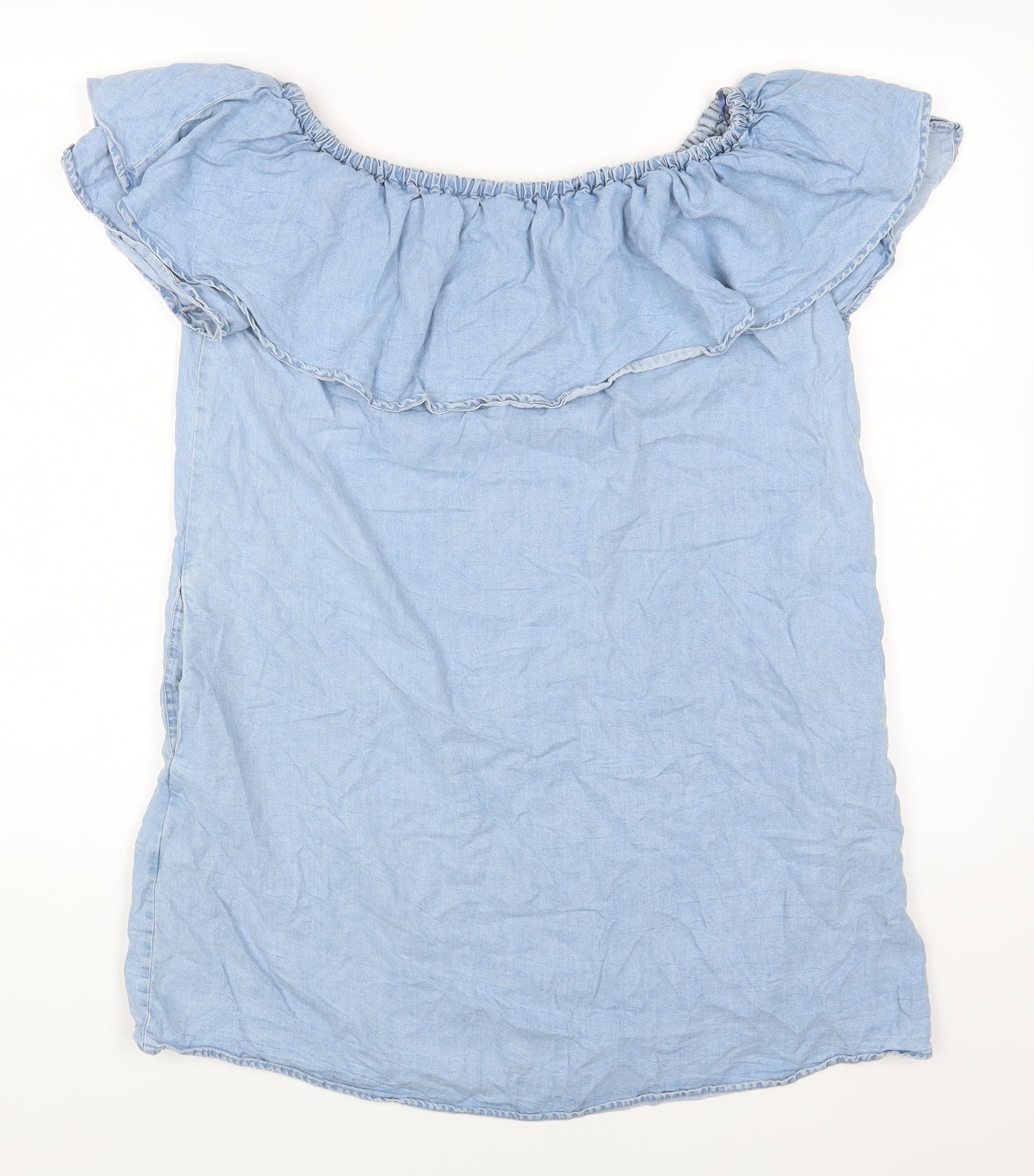 Zara Womens Blue Lyocell A-Line Size XS Off the Shoulder Pullover