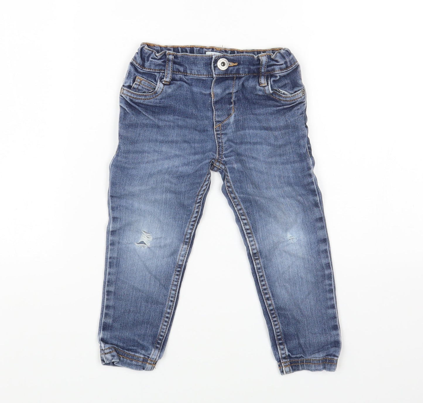 Blue Zoo Blue Cotton Cargo Jeans Size 18-24 Months Button