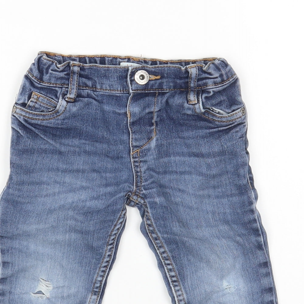 Blue Zoo Blue Cotton Cargo Jeans Size 18-24 Months Button