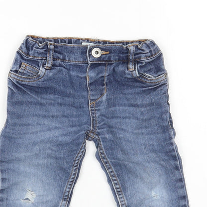 Blue Zoo Blue Cotton Cargo Jeans Size 18-24 Months Button