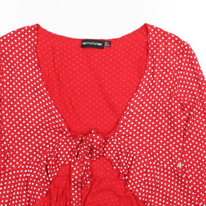 Womens UK Size 8 PRETTYLITTLETHING Red Kimono T-Shirt