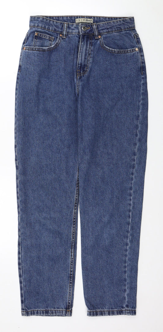 Denim & Co. Womens Blue Cotton Straight Jeans Size 8 L27 in Regular Button