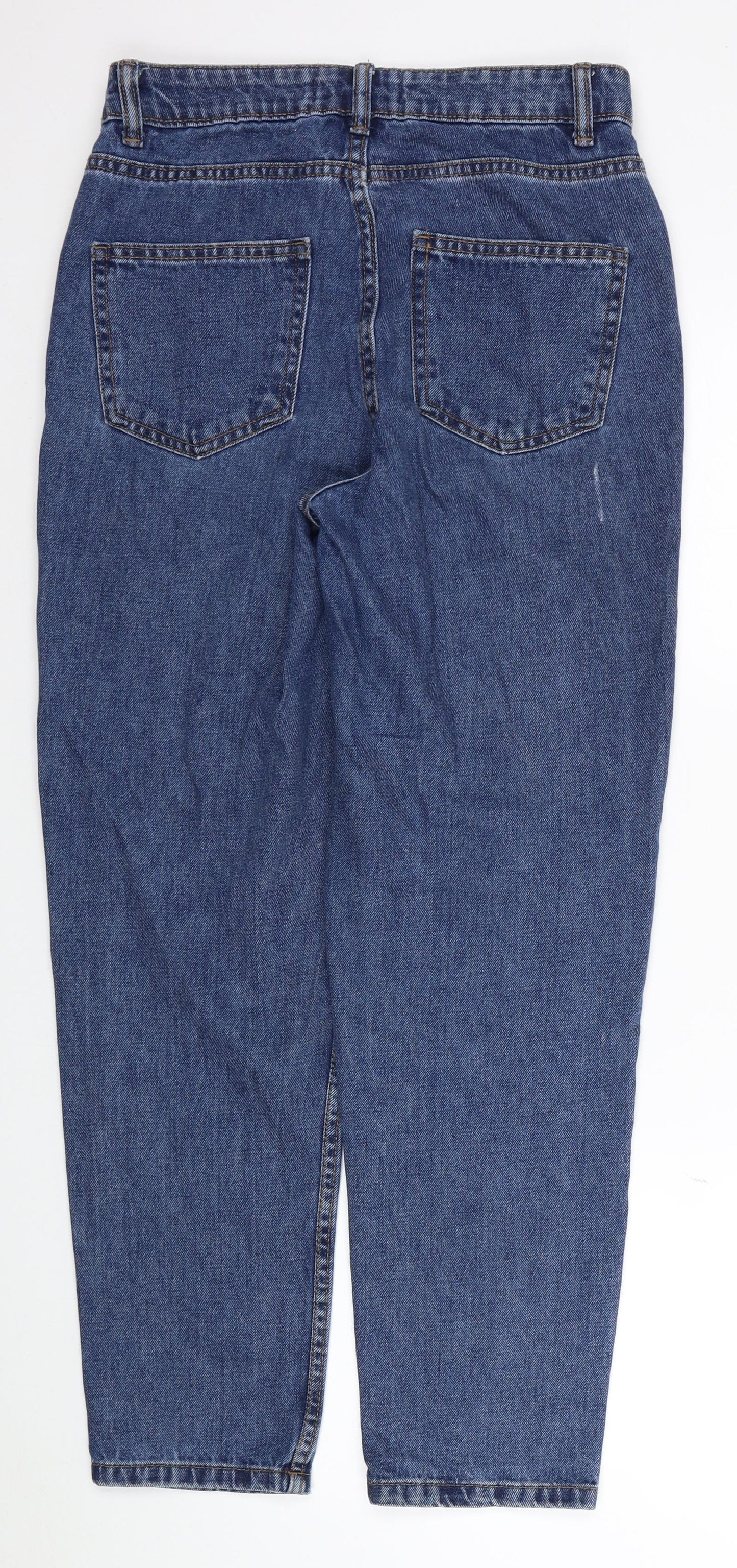 Denim & Co. Womens Blue Cotton Straight Jeans Size 8 L27 in Regular Button