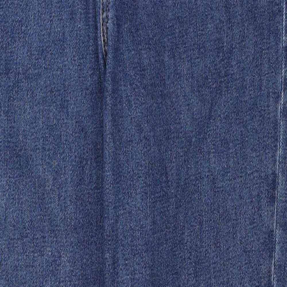 Denim & Co. Womens Blue Cotton Straight Jeans Size 8 L27 in Regular Button