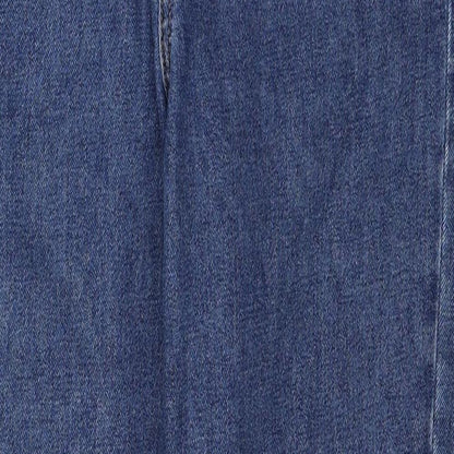 Denim & Co. Womens Blue Cotton Straight Jeans Size 8 L27 in Regular Button