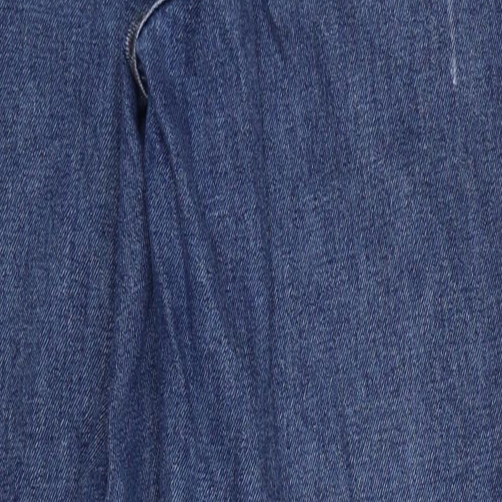Denim & Co. Womens Blue Cotton Straight Jeans Size 8 L27 in Regular Button