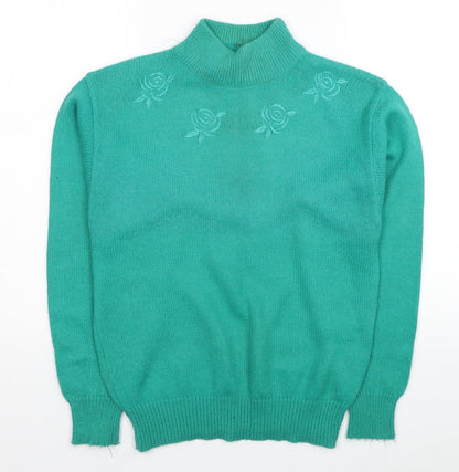 Womens UK Size 10 Poppy Green Pullover Jumper