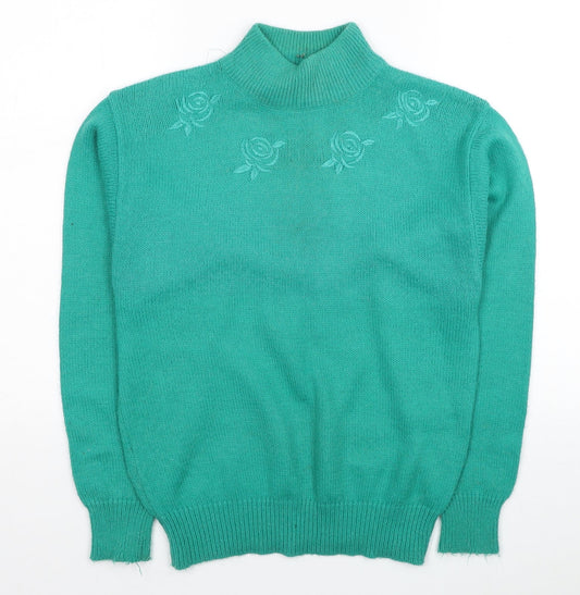 Womens UK Size 10 Poppy Green Pullover Jumper